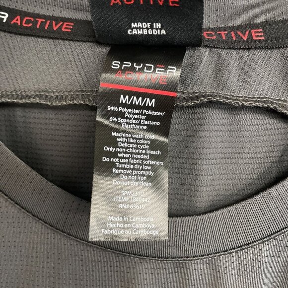 NEW Spyder Active Men's M Gray Short Sleeve Athletic Shirt Polyester/Spandex - Picture 7 of 8